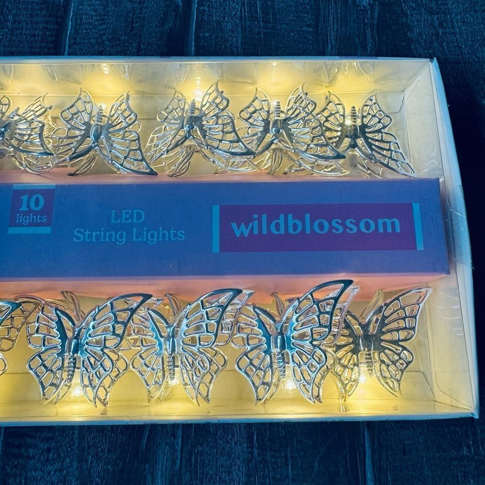 Silver Butterfly LED String Lights Spring Decor - Picture 3 of 4